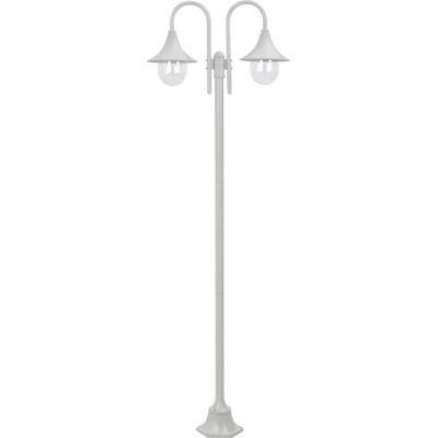 vidaXL Oświetlenie ogrodowe słupkowe E27 220 cm Aluminium 2-Latarni Białe - Oświetlenie ogrodowe słupkowe vidaXL Oświetlenie ogrodowe słupkowe E27 220 cm Aluminium 2-Latarni Białe - Oświetlenie ogrodowe słupkowe