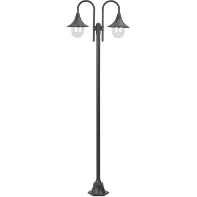 Latarnia ogrodowa 2 światła aluminium brąz 220cm vidaXL Latarnia ogrodowa 2 światła aluminium brąz 220cm vidaXL