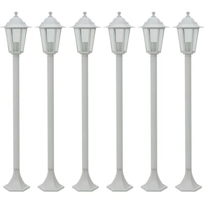 vidaXL Havepælelys 6 stk E27 110cm Aluminium Hvid - Have Pæle Lys vidaXL Havepælelys 6 stk E27 110cm Aluminium Hvid - Have Pæle Lys