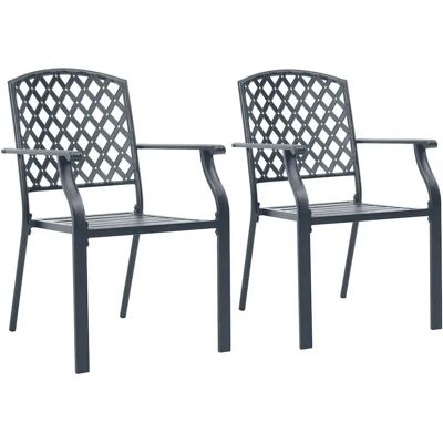 vidaXL Stapelbare Gartenstühle - Stahl Schwarz (2 Stück) vidaXL Stapelbare Gartenstühle - Stahl Schwarz (2 Stück)