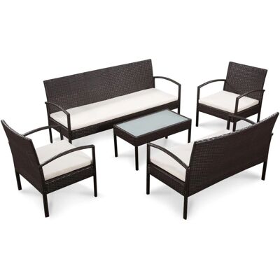 Ensemble de Mobilier d'Extérieur vidaXL - Rattan résistant à l'eau, 5 places - Publicité Ensemble de Mobilier d'Extérieur vidaXL - Rattan résistant à l'eau, 5 places - Publicité