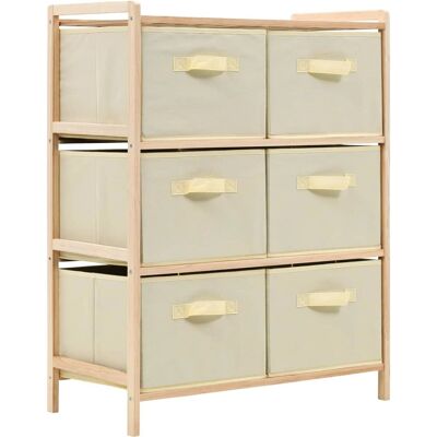 vidaXL Étagère de rangement avec 6 paniers en tissu Bois de cèdre Beige - Storage Rack - Publicité vidaXL Étagère de rangement avec 6 paniers en tissu Bois de cèdre Beige - Storage Rack - Publicité