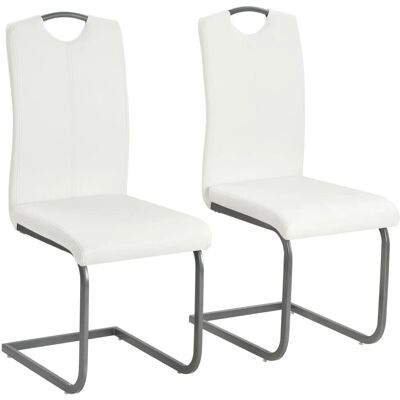 VidaXL 246195 Witte kunstleren eetkamerstoelen - Eetkamerstoel VidaXL 246195 Witte kunstleren eetkamerstoelen - Eetkamerstoel