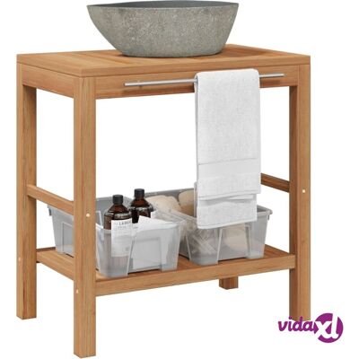 vidaXL - Teak træ og flodstens håndvask skab - 74x45x75 cm - Badeværelsesskab vidaXL - Teak træ og flodstens håndvask skab - 74x45x75 cm - Badeværelsesskab