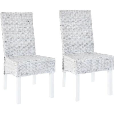 Sillas de comedor de ratán Kubu y madera de mango color marrón claro - vidaXL Sillas de comedor de ratán Kubu y madera de mango color marrón claro - vidaXL