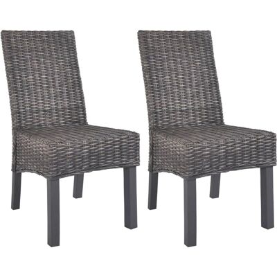 Chaises de salle à manger en rotin Kubu et bois de mangue vidaXL - 2 pièces Chaises de salle à manger en rotin Kubu et bois de mangue vidaXL - 2 pièces