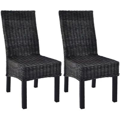vidaXL Kubu Rattan Mango Holz Esszimmerstühle - Schwarz, 2er Set vidaXL Kubu Rattan Mango Holz Esszimmerstühle - Schwarz, 2er Set