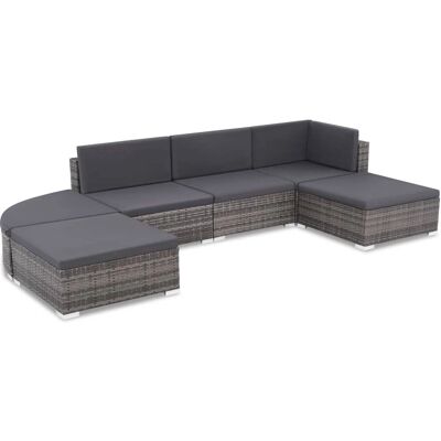 VidaXL Gartenset - Grau, Modulares, Mit Kissen - Gartenmöbel VidaXL Gartenset - Grau, Modulares, Mit Kissen - Gartenmöbel