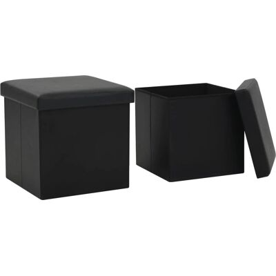 Maisonchic Modello - Sgabelli pieghevoli di stoccaggio - 2 pezzi - Nero Maisonchic Modello - Sgabelli pieghevoli di stoccaggio - 2 pezzi - Nero