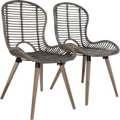 vidaXL Natürliche Rattan Esszimmerstühle Set - 2 Stück Braun - Esszimmerstuhl vidaXL Natürliche Rattan Esszimmerstühle Set - 2 Stück Braun - Esszimmerstuhl