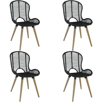 VidaXL 246808 Eetkamerstoelen van natuurlijk rattan Zwart - Stoel VidaXL 246808 Eetkamerstoelen van natuurlijk rattan Zwart - Stoel
