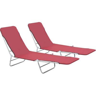 vidaXL Chaises Longues Pliantes en Acier - Rouge (44301) - Publicité vidaXL Chaises Longues Pliantes en Acier - Rouge (44301) - Publicité