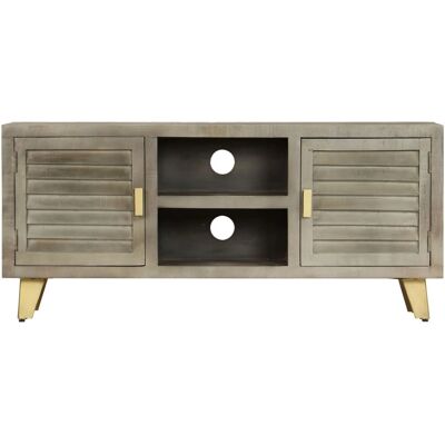 vidaXL Meuble TV en Bois de Mango Gris - 110x30x48cm - Publicité vidaXL Meuble TV en Bois de Mango Gris - 110x30x48cm - Publicité