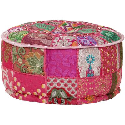 VidaXL Różowy Patchwork Puf - Pouf/Ottoman VidaXL Różowy Patchwork Puf - Pouf/Ottoman