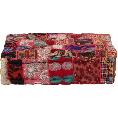 Pouf en coton patchwork VidaXL - Style vintage, fait main, 50x50x12 cm Pouf en coton patchwork VidaXL - Style vintage, fait main, 50x50x12 cm