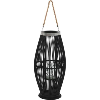 vidaXL Black Bamboo Hanging Candle Lantern - 60 cm vidaXL Black Bamboo Hanging Candle Lantern - 60 cm