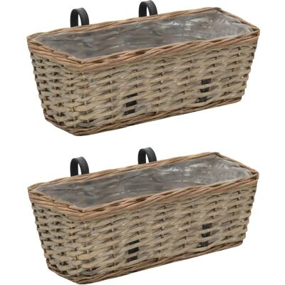 vidaXL 2x Balkonpflanzkübel aus Rattanstil mit PE-Futter vidaXL 2x Balkonpflanzkübel aus Rattanstil mit PE-Futter