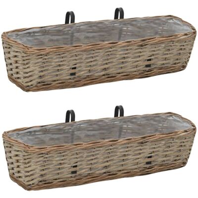vidaXL 2x Balkonpflanzkasten Rattangeflecht 60cm - Balkon Pflanzer vidaXL 2x Balkonpflanzkasten Rattangeflecht 60cm - Balkon Pflanzer