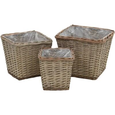 vidaXL Hochbeet 3er Set in Rattan mit PE-Futter - Hochbeet vidaXL Hochbeet 3er Set in Rattan mit PE-Futter - Hochbeet