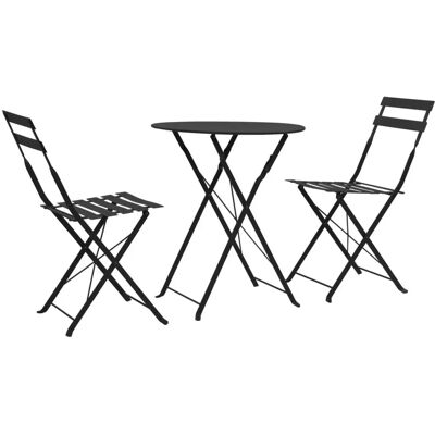 vidaXL Schwarzes Stahl 3-teiliges Outdoor-Bistro-Set - Gartenmöbel vidaXL Schwarzes Stahl 3-teiliges Outdoor-Bistro-Set - Gartenmöbel