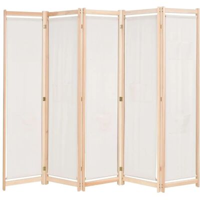 vidaXL 5-Panel Room Divider Cream - Room Divider vidaXL 5-Panel Room Divider Cream - Room Divider