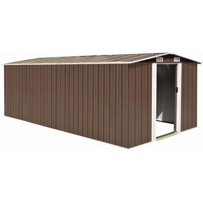 vidaXL Garden Shed 257x489x181cm Metal Brown Outdoor Tool Storage House Cabin vidaXL Garden Shed 257x489x181cm Metal Brown Outdoor Tool Storage House Cabin