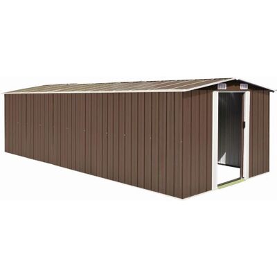 vidaXL Garden Shed 257x580x181 cm Metal Brown - Garden Shed vidaXL Garden Shed 257x580x181 cm Metal Brown - Garden Shed
