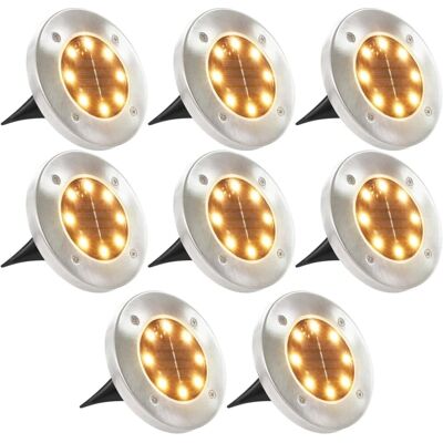vidaXL 8er Solar Bodenleuchten LED Licht Warmweiß Gartenweg vidaXL 8er Solar Bodenleuchten LED Licht Warmweiß Gartenweg