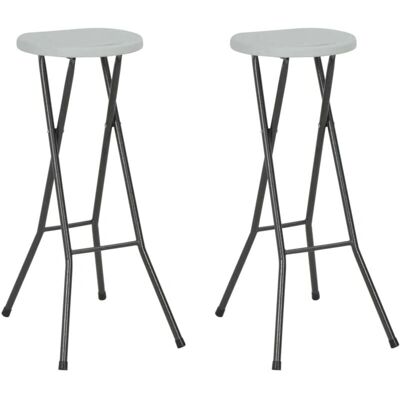 vidaXL Klappbare Barhocker - 2 Stück - Weiß - Gartenmöbel vidaXL Klappbare Barhocker - 2 Stück - Weiß - Gartenmöbel