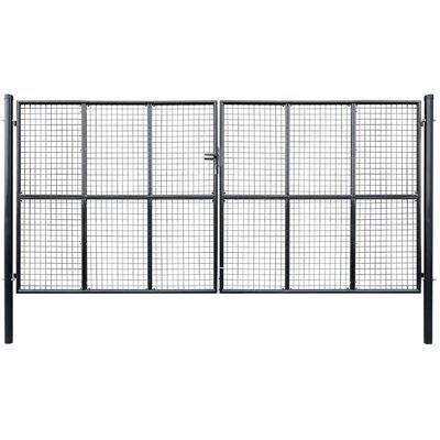 VidaXL Mesh Tuindeur van gegalvaniseerd staal 400x175 cm Grijs - Tuindeur VidaXL Mesh Tuindeur van gegalvaniseerd staal 400x175 cm Grijs - Tuindeur