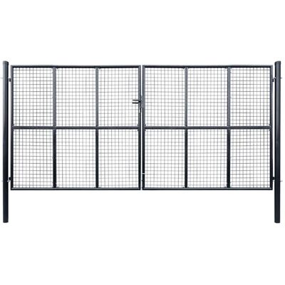 Puerta de malla de jardín de acero galvanizado 400x200 cm gris - Puerta de jardín Puerta de malla de jardín de acero galvanizado 400x200 cm gris - Puerta de jardín