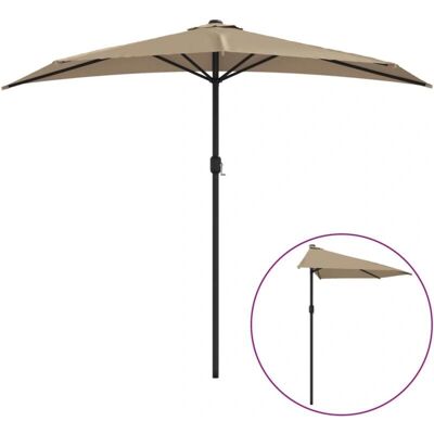 vidaXL Balkonparasol mit Aluminiumstange Taupe 270x144 cm Halb vidaXL Balkonparasol mit Aluminiumstange Taupe 270x144 cm Halb