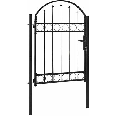 vidaXL Schutpoort met Bogen Staal 100x125cm Zwart - Veiligheidspoort vidaXL Schutpoort met Bogen Staal 100x125cm Zwart - Veiligheidspoort