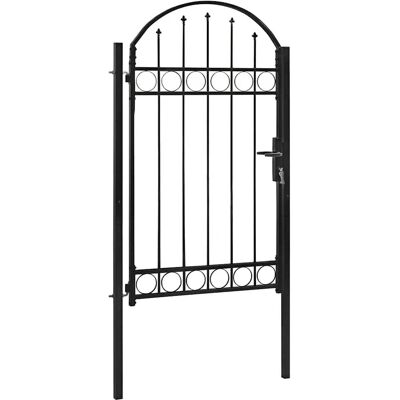 vidaXL Gartentor mit Bogen oben Stahl 100x175cm Schwarz vidaXL Gartentor mit Bogen oben Stahl 100x175cm Schwarz