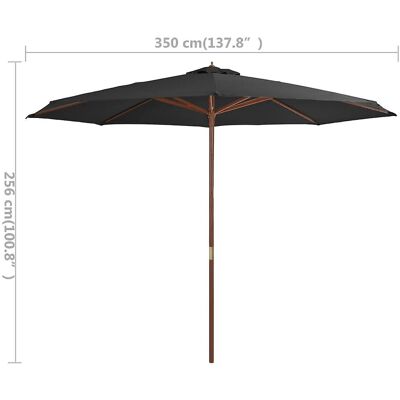 vidaXL Tuinschaduwparasol met houten paal - UV-bescherming - 350cm vidaXL Tuinschaduwparasol met houten paal - UV-bescherming - 350cm