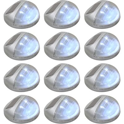 vidaXL 12x Außen Solar Wandlampen LED Runde Silber Gartenscheinwerfer vidaXL 12x Außen Solar Wandlampen LED Runde Silber Gartenscheinwerfer