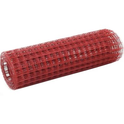 vidaXL Hühnerdrahtzaun Stahl mit PVC-Beschichtung - Rot vidaXL Hühnerdrahtzaun Stahl mit PVC-Beschichtung - Rot