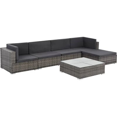 MaisonsChic Gartenmöbel-Set - 6-teiliges Grau Rattan MaisonsChic Gartenmöbel-Set - 6-teiliges Grau Rattan