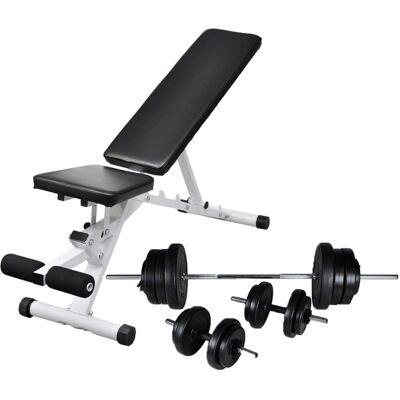 vidaXL Træningsbænk med vægtstang og håndvægte - Fitnessudstyr vidaXL Træningsbænk med vægtstang og håndvægte - Fitnessudstyr