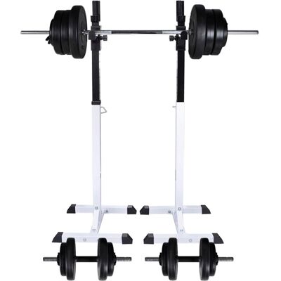 vidaXL Squatstativ med vægtstang- og håndvægtsæt - 60,5 kg - Hjemmegym vidaXL Squatstativ med vægtstang- og håndvægtsæt - 60,5 kg - Hjemmegym
