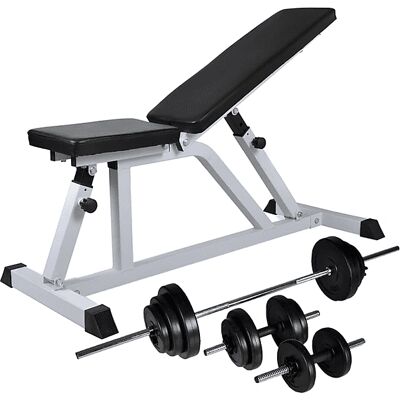 vidaXL Verstelbare workoutbank met halterset - 30,5kg Fitnessapparatuur vidaXL Verstelbare workoutbank met halterset - 30,5kg Fitnessapparatuur
