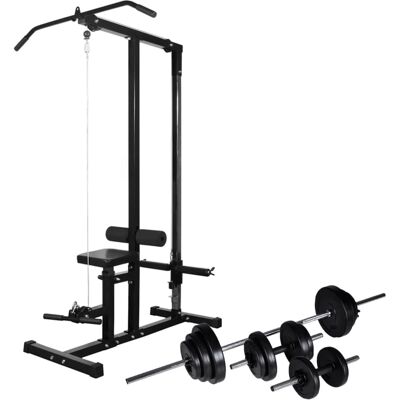 vidaXL Torre de força com barra e halteres - 30,5kg - Power Tower com Barra e Halteres vidaXL Torre de força com barra e halteres - 30,5kg - Power Tower com Barra e Halteres