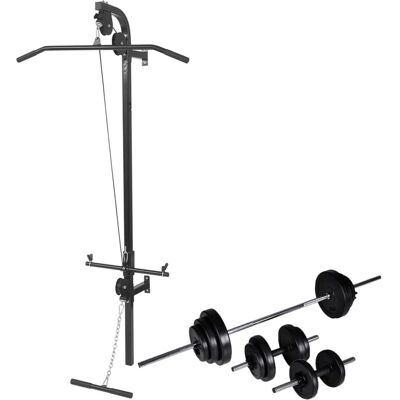 vidaXL Wandmontierte Power Tower mit Langhantel- und Kurzhantelset 30.5 kg - Kraftstation vidaXL Wandmontierte Power Tower mit Langhantel- und Kurzhantelset 30.5 kg - Kraftstation
