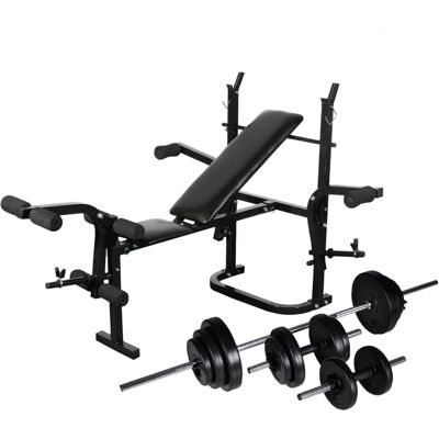 vidaXL Halterbank met gewichtstapel en dumbbell set - 30,5kg vidaXL Halterbank met gewichtstapel en dumbbell set - 30,5kg