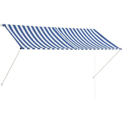 vidaXL Manuelle ausziehbare Markise 250x150cm Blau-Weiß - Sonnenschutz vidaXL Manuelle ausziehbare Markise 250x150cm Blau-Weiß - Sonnenschutz