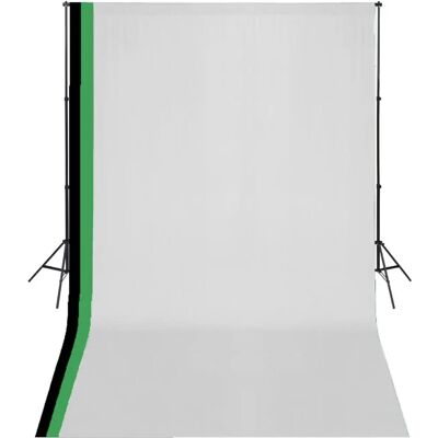vidaXL Fotostudio Set - 3 Baumwoll-Hintergründe - Verstellbarer Rahmen - 3x5m vidaXL Fotostudio Set - 3 Baumwoll-Hintergründe - Verstellbarer Rahmen - 3x5m