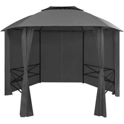 Garden Pavilion Hexagonaal 360x265 cm - Tuinpaviljoen met gordijnen Garden Pavilion Hexagonaal 360x265 cm - Tuinpaviljoen met gordijnen
