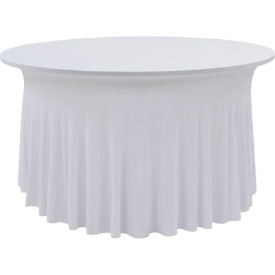 vidaXL 2 Stück Stretch-Tischdecken Mit Rand - Weiß - Tischdecke vidaXL 2 Stück Stretch-Tischdecken Mit Rand - Weiß - Tischdecke