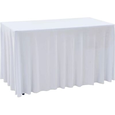 vidaXL 2 pièces Housses de table extensibles avec bord - Blanc - Housses de table vidaXL 2 pièces Housses de table extensibles avec bord - Blanc - Housses de table