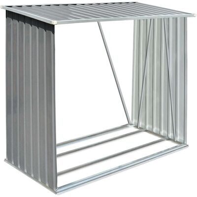 vidaXL Cobertizo para almacenamiento de troncos de jardín Acero galvanizado 163x83x154 cm Gris - Cobertizo para almacenamiento de troncos de jardín vidaXL Cobertizo para almacenamiento de troncos de jardín Acero galvanizado 163x83x154 cm Gris - Cobertizo para almacenamiento de troncos de jardín